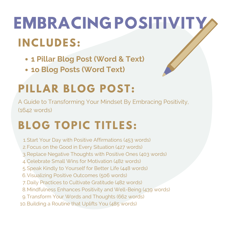 Embracing Positivity PLR – Editable Blog & Email Content to Inspire Mindset Shifts