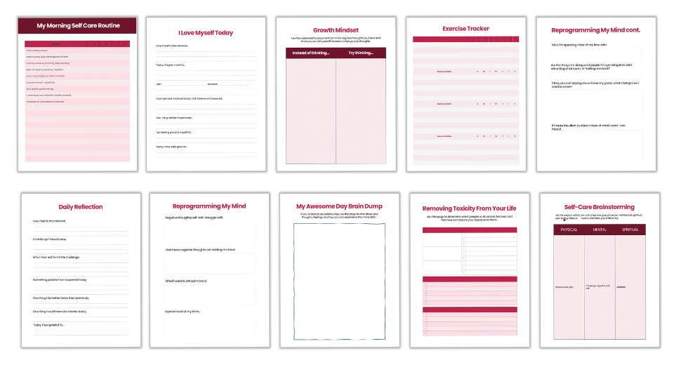 Canva Template: Total Self-Care Workbook Planner