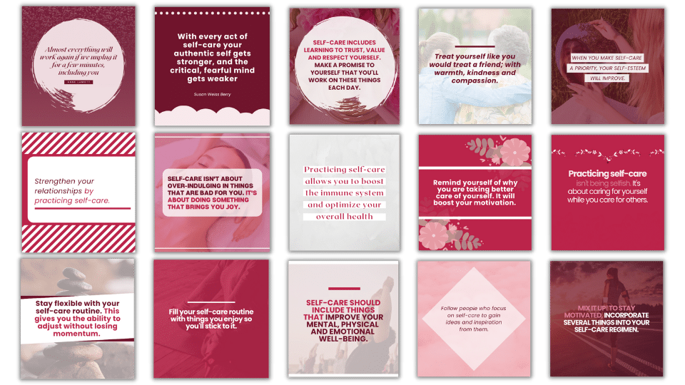 50 Total Self-Care Canva Templates for Social Media