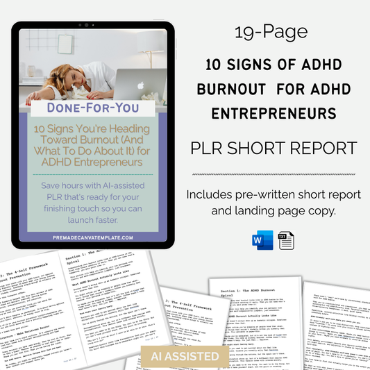 10 Signs You're Heading Toward Burnout PLR Guide | Done-for-You Content for ADHD Entrepreneurs