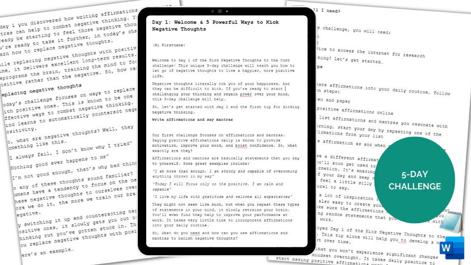 Stress Reduction Challenge PLR – Editable Canva Template + 5-Day Email Content