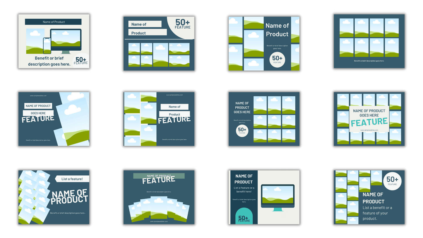 Blue Splash Product Listing Canva Template Mockups