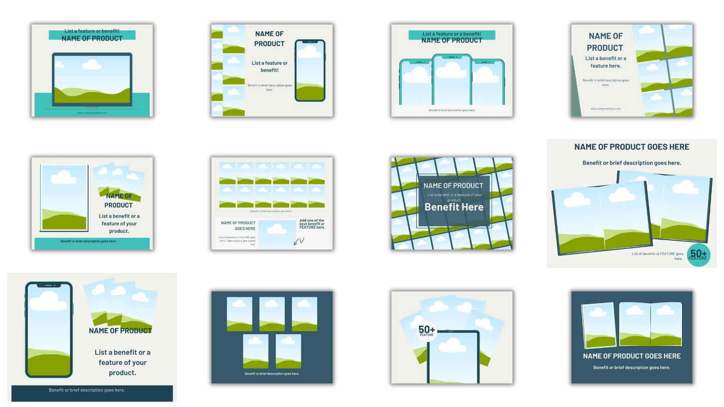 Blue Splash Product Listing Canva Template Mockups