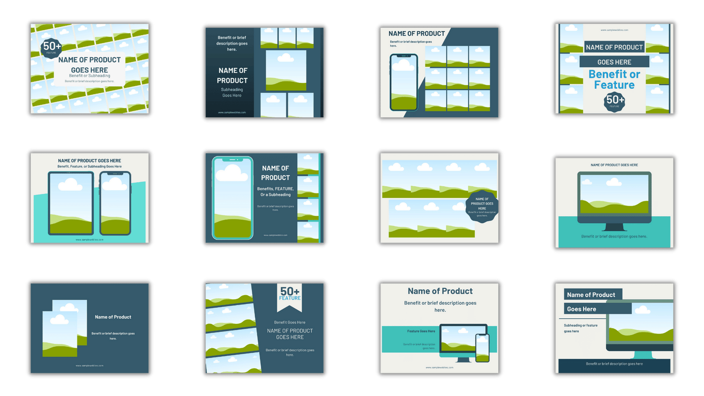 Blue Splash Product Listing Canva Template Mockups