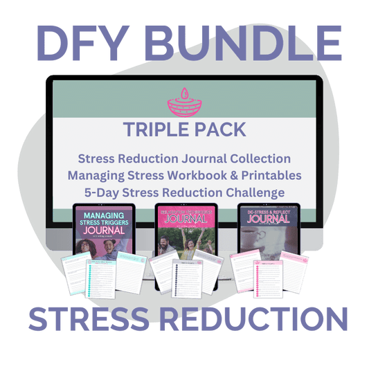 Stress Reduction PLR Triple Bundle – Editable Canva Journals, Workbook + Challenge