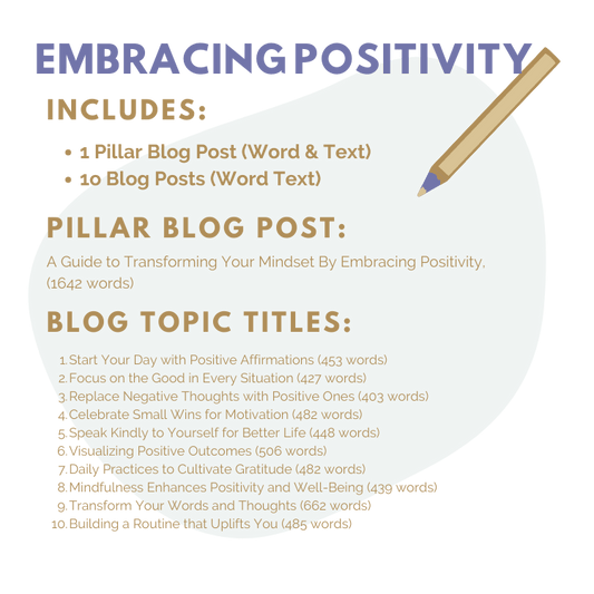 Embracing Positivity PLR – Editable Blog & Email Content to Inspire Mindset Shifts