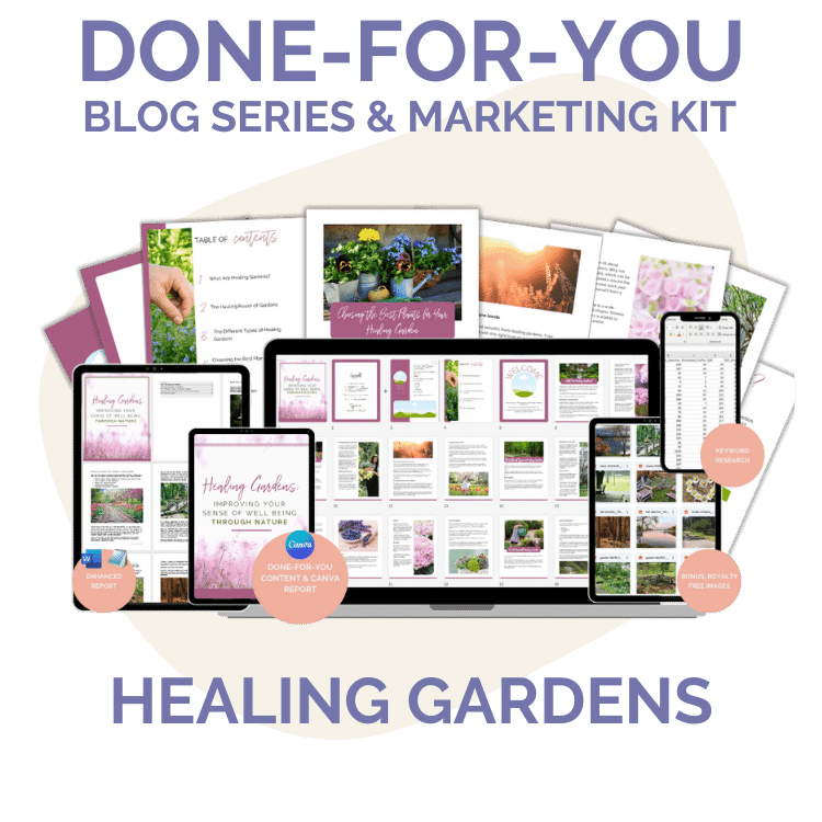 Healing Gardens Blog Series PLR – Editable Canva Report + Marketing Kit