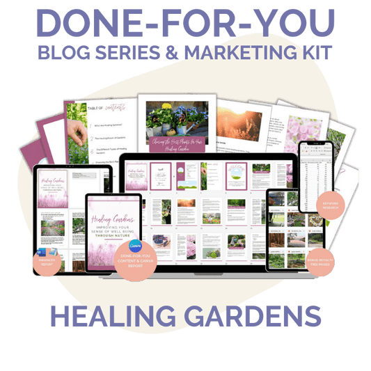 Healing Gardens Blog Series PLR – Editable Canva Report + Marketing Kit