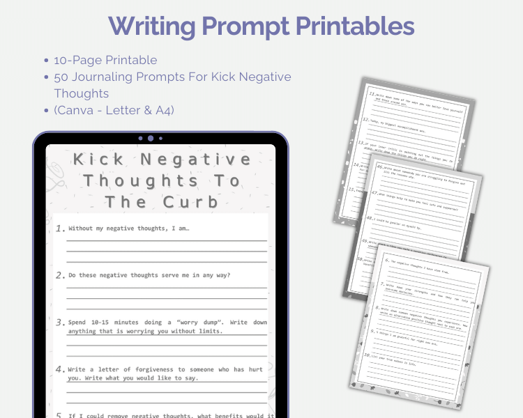 Done-For-You Journal With Prompts: Kick Negative Thoughts