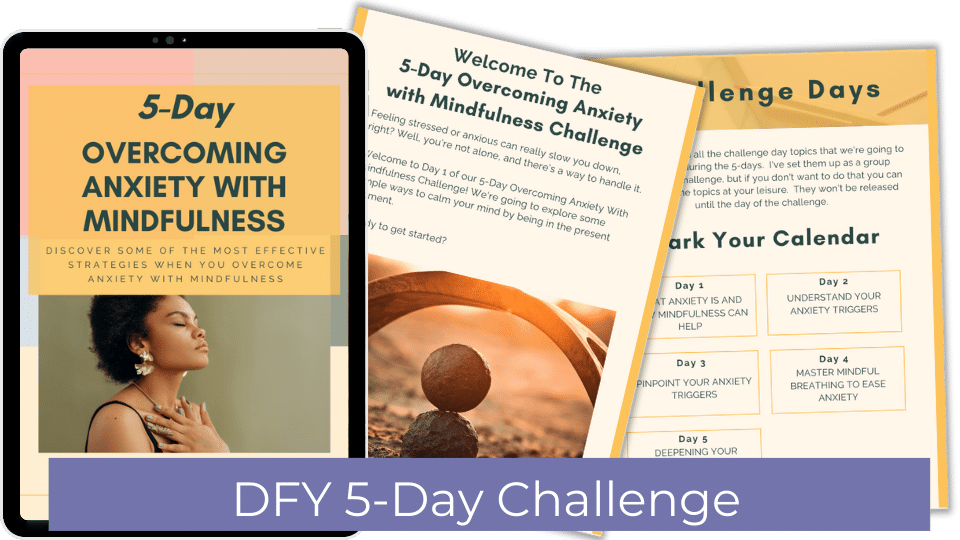 5-Day Mindfulness Challenge PLR – Editable Canva + Email Content to Help Your Audience Overcome Anxiety