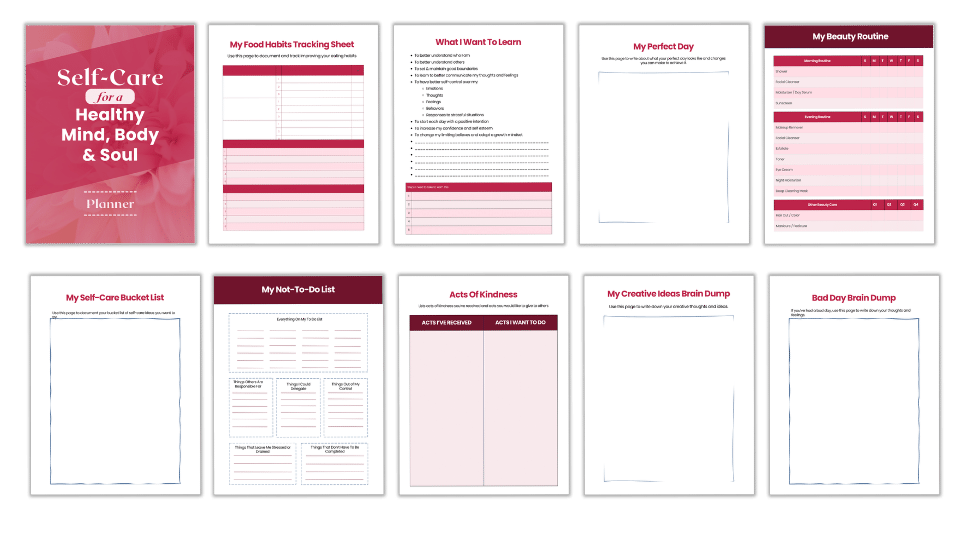 Canva Template: Total Self-Care Workbook Planner