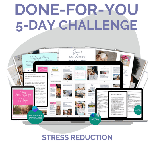 Stress Reduction Challenge PLR – Editable Canva Template + 5-Day Email Content