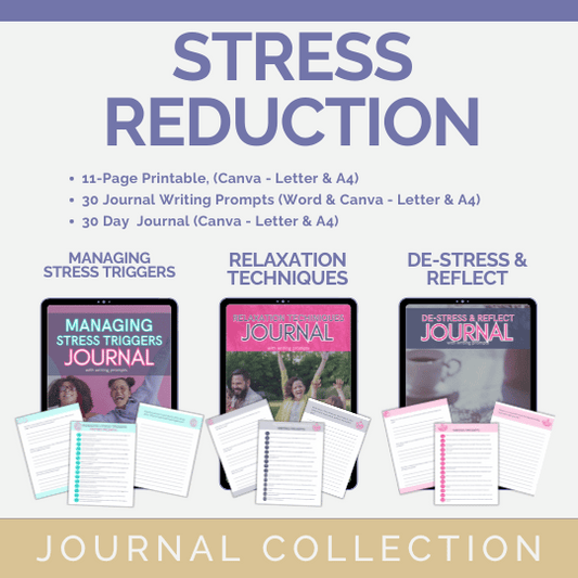 Stress Reduction Journal PLR Bundle – Editable DFY Journals With Prompts (3-Pack)
