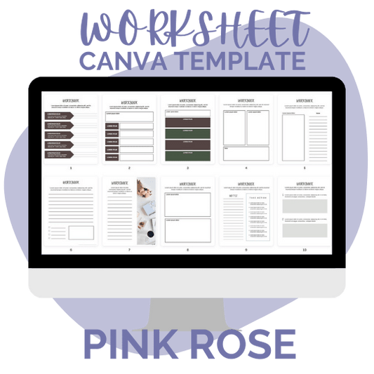 Pink Rose Worksheet Canva Templates